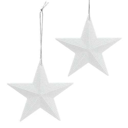 Floristik24 Ster om op te hangen wit 11cm L19cm 6st