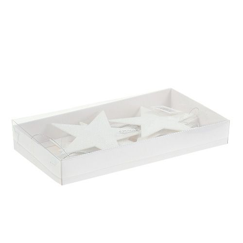 Floristik24 Ster om op te hangen wit 11cm L19cm 6st