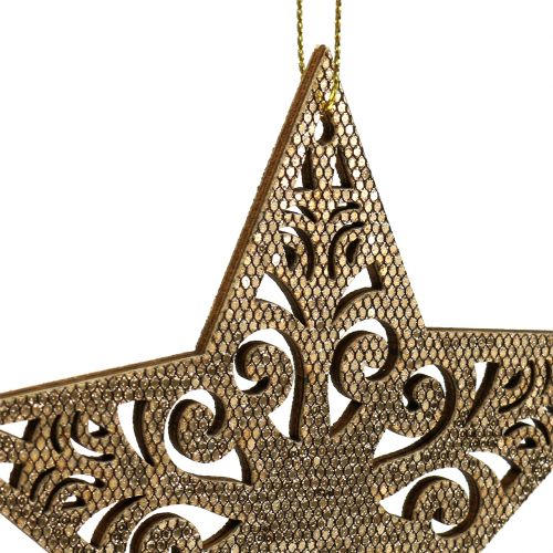 Artikel Ster goud om op te hangen 8cm - 12cm 9 st