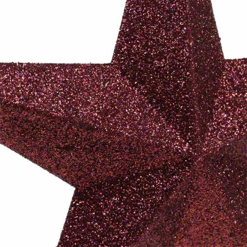 Artikel Decoratiehanger glitter ster bordeaux 21cm 2st