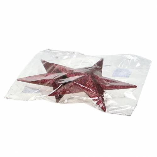 Artikel Decoratiehanger glitter ster bordeaux 21cm 2st