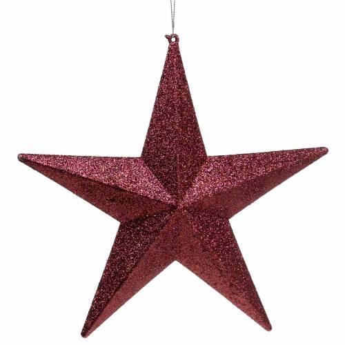 Floristik24 Decoratiehanger glitter ster bordeaux 21cm 2st