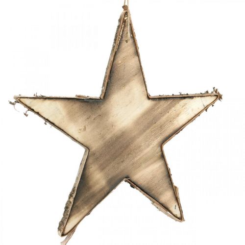 Floristik24 Kerstboomdecoratie hout ster natuur, gevlamd H25cm