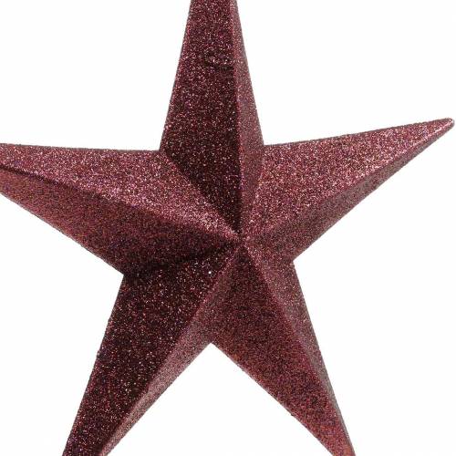 Floristik24 Glitterster om op te hangen Bourgondië Ø30cm