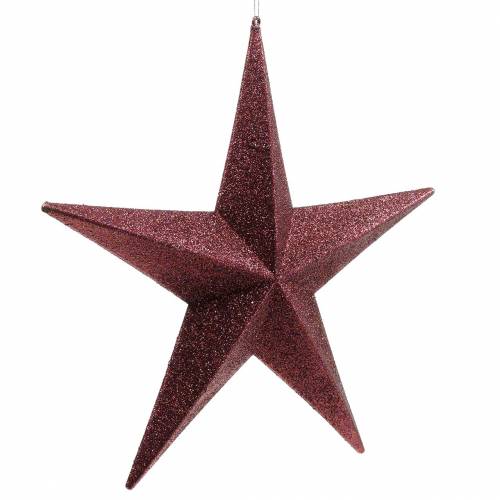 Floristik24 Glitterster om op te hangen Bourgondië Ø30cm