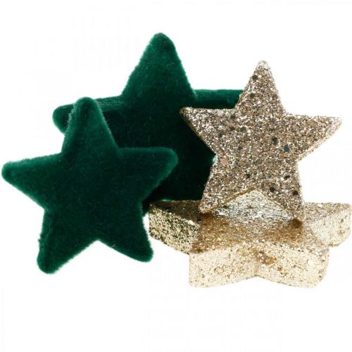 Floristik24 Sterstrooidecoratie mix groen en goud Kerst 4cm/5cm 40 st