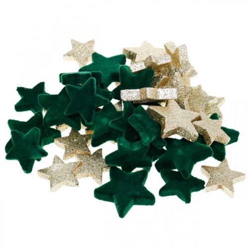 Floristik24 Sterstrooidecoratie mix groen en goud Kerst 4cm/5cm 40 st