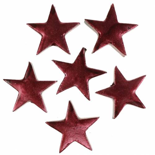 Floristik24 Decoratieve sterren donkerrood 4cm 12st