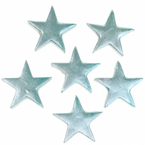 Floristik24 Decoratieve sterren ijsblauw 4cm 12st