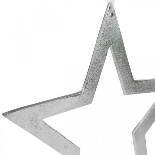 Floristik24 Decoratieve ster om op te hangen zilver aluminium deurdecoratie Ø28cm