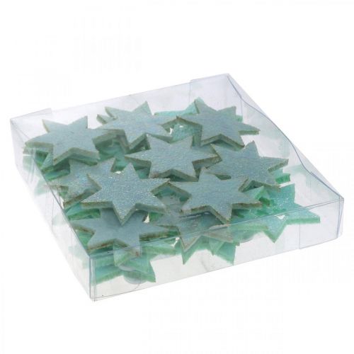 Artikel Decoratieve sterren voor handwerk Mint zelfklevend schuimrubber 4cm 36st