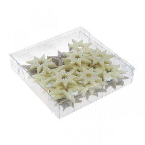 Artikel Decoratieve sterren voor knutselen geel, bruin schuimrubber 4cm 36 st