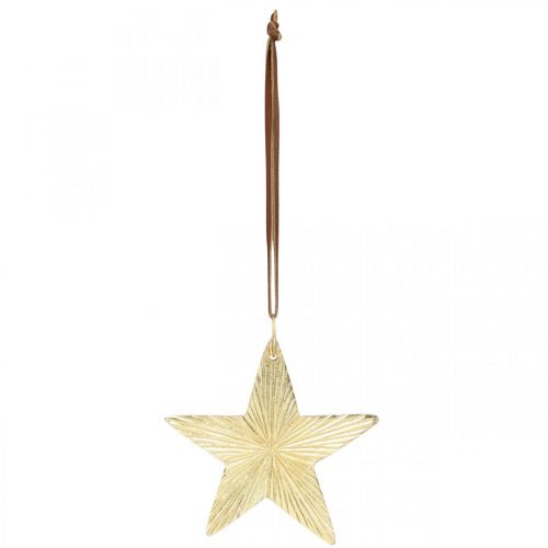 Floristik24 Sterren om op te hangen, metalen decoraties, kerstboomversieringen gouden 9,5 × 9,5cm 3st
