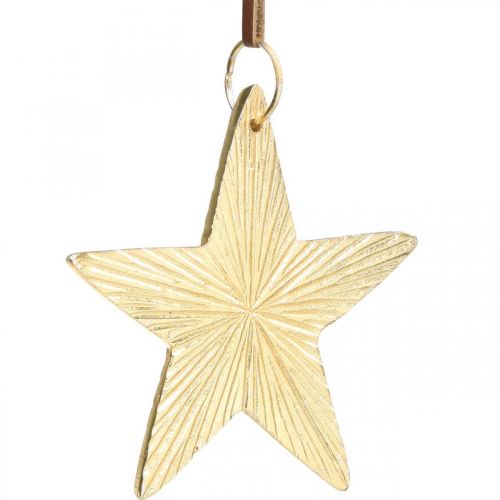 Floristik24 Sterren om op te hangen, metalen decoraties, kerstboomversieringen gouden 9,5 × 9,5cm 3st