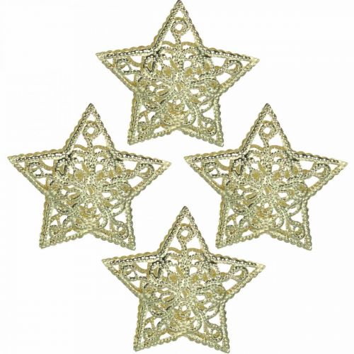 Strooidecoratie sterren, lichtketting bevestiging, kerst, metalen decoratie goud Ø6cm 20 stuks
