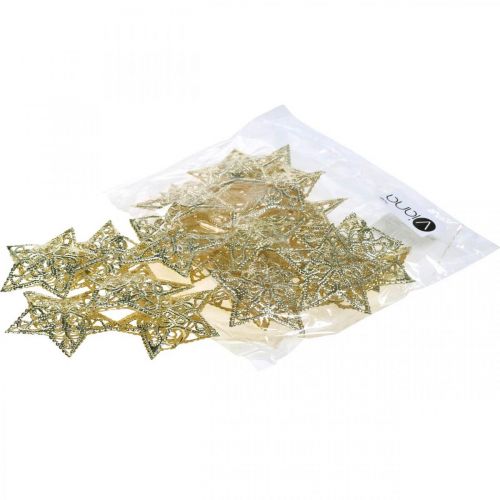 Artikel Strooidecoratie sterren, kerstverlichting opzetstuk, Kerstmis, metalen decoratie goud Ø6cm 20 st