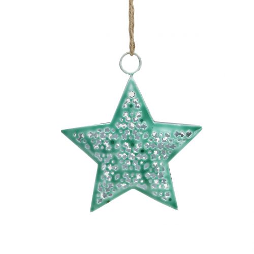 Ster mintgroen om op te hangen 9,5cm 1 stuk