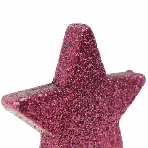 Artikel Strooidecoratie glitterster 6,5cm roze 36 st