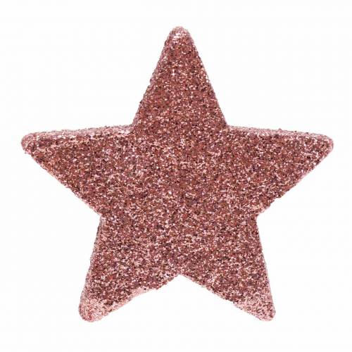 Floristik24 Ster met glitter strooi decoratie 6.5cm roze 36st