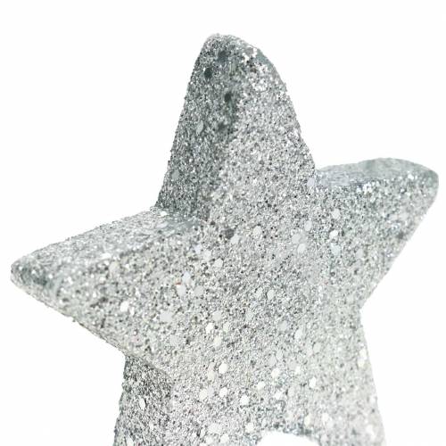 Artikel Strooidecoratie sterren met glitter Ø6,5cm zilver 36 st