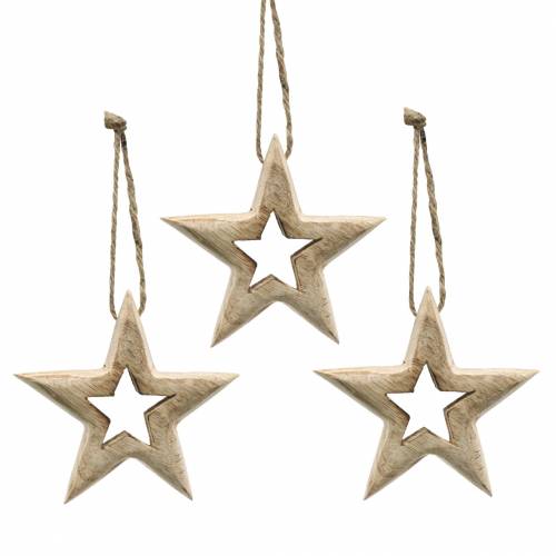 Floristik24 Houten sterren om op te hangen Mangohout 10,5–11,5cm 8st