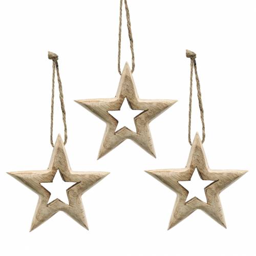 Floristik24 Houten sterren om mangohout op te hangen 10,5–11,5 cm 8 st