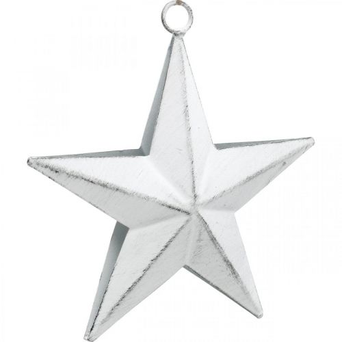 Floristik24 Metalen ster om op te hangen, Kersthanger, Adventdecoratie wit, Shabby Chic 11 × 11cm