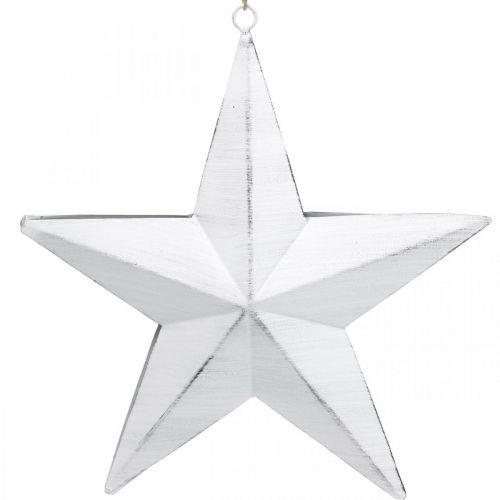 Ster om op te hangen, kerstboomversiering, metalen decoratie wit 19,5 × 18,5 cm | Floristik24.nl