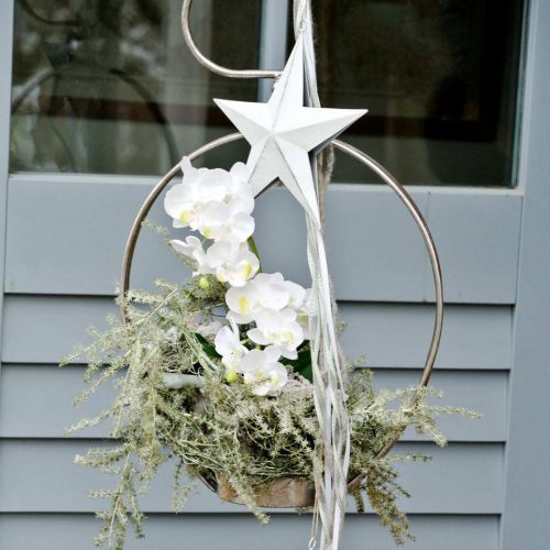 Artikel Metalen ster om op te hangen, Kersthanger, Adventdecoratie wit, Shabby Chic 11 × 11cm