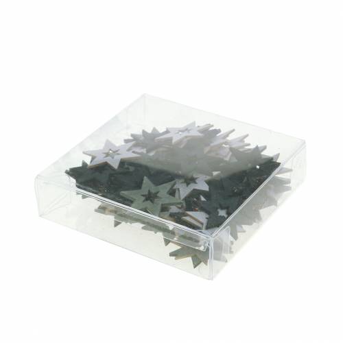 Floristik24 Strooidecoratie ster zwart, zilver, donkergrijs assorti 4cm 72 st