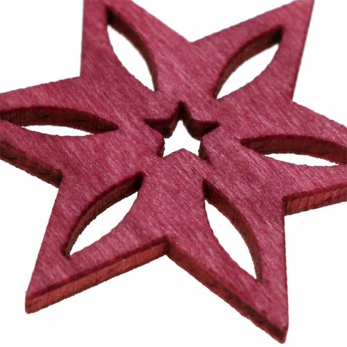 Artikel Strooidecoratie ster roze, grijs geassorteerd hout 4cm 72 st