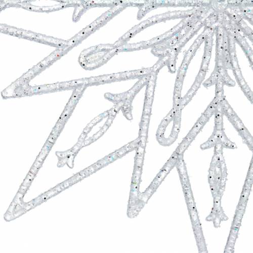 Floristik24 Decoratieve ijsster om op te hangen transparant, glitter 24,5cm 6st
