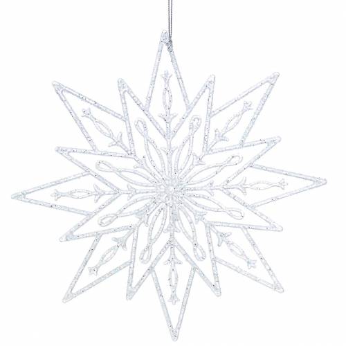 Floristik24 Decoratieve ijsster om op te hangen transparant, glitter 24,5cm 6st