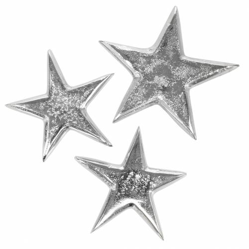 Floristik24 Sterren gemaakt van metaal zilver 8,6×8,2cm/6,9×6,7cm 8 stuks