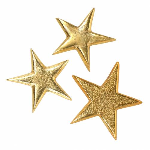 Floristik24 Gouden metalen sterren 7,8×7,4cm/6,4×6,2cm 8 st