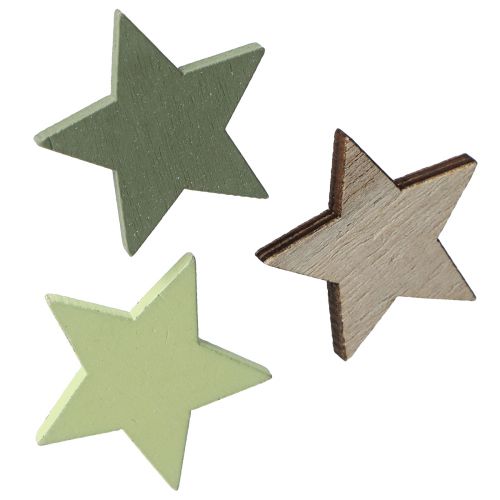 Floristik24 Sterren decoratieve houten sterrenschudders naturel groen Ø3,5cm 72 st