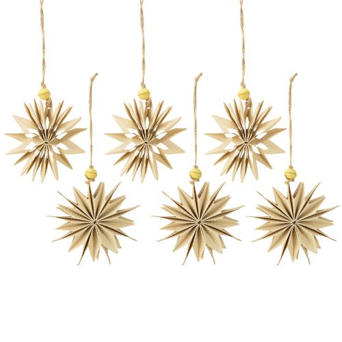 Artikel Papieren sterren, natuurlijke kleuren, Ø10cm, 6 stuks