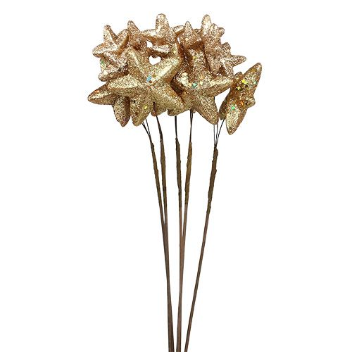 Floristik24 Sterren gebundeld met glitter goud 60cm 5st