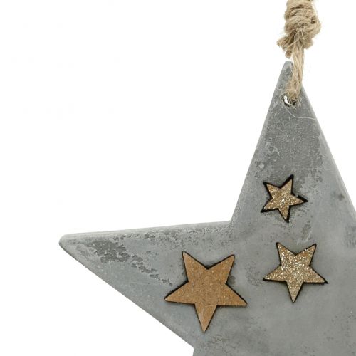 Floristik24 Kerststerren om op te hangen van beton grijs-goud 11,5cm 3st