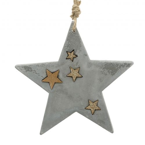 Floristik24 Kerststerren om op te hangen van beton grijs-goud 11,5cm 3st