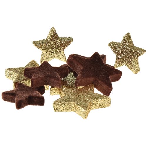 Floristik24 Sterren strooidecoratie mix bruin en goud Kerstdecoratie 4cm/5cm 40 st