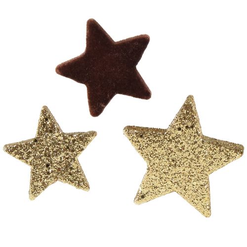 Floristik24 Sterren strooidecoratie mix bruin en goud Kerstdecoratie 4cm/5cm 40 st