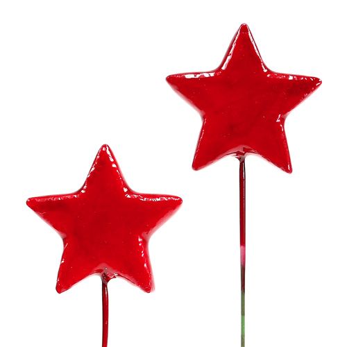 Floristik24 Sterren op draad voor decoratie 5cm rood 48 st