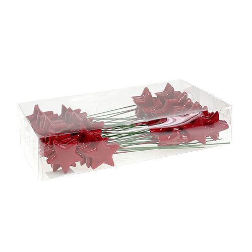 Floristik24 Sterren op draad voor decoratie 5cm rood 48 st