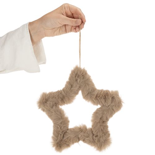 Hangende decoratieve ster van imitatiebont, 21 cm, 4 stuks | Floristik24.nl