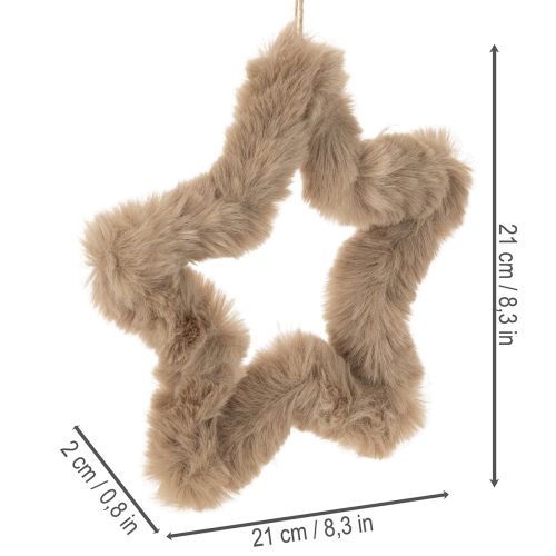 Hangende decoratieve ster van imitatiebont, 21 cm, 4 stuks | Floristik24.nl