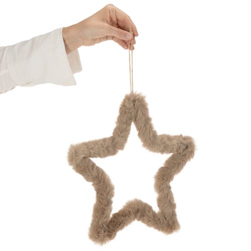 Decoratieve stervormige decoratie van imitatiebont om op te hangen, 30 cm, 3 stuks | Floristik24.nl