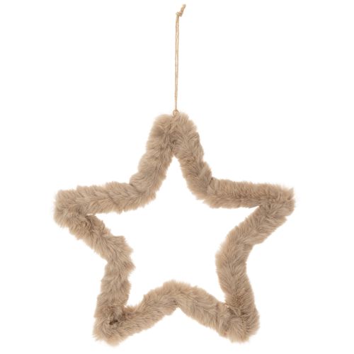 Decoratieve stervormige decoratie van imitatiebont om op te hangen, 30 cm, 3 stuks | Floristik24.nl
