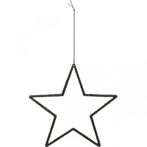 Artikel Kerstversiering sterhanger zwart glitter 17,5cm 9 stuks