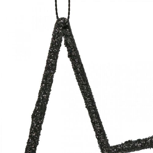 Artikel Kerstdecoratie ster hanger zwart glitter 17,5cm 9st